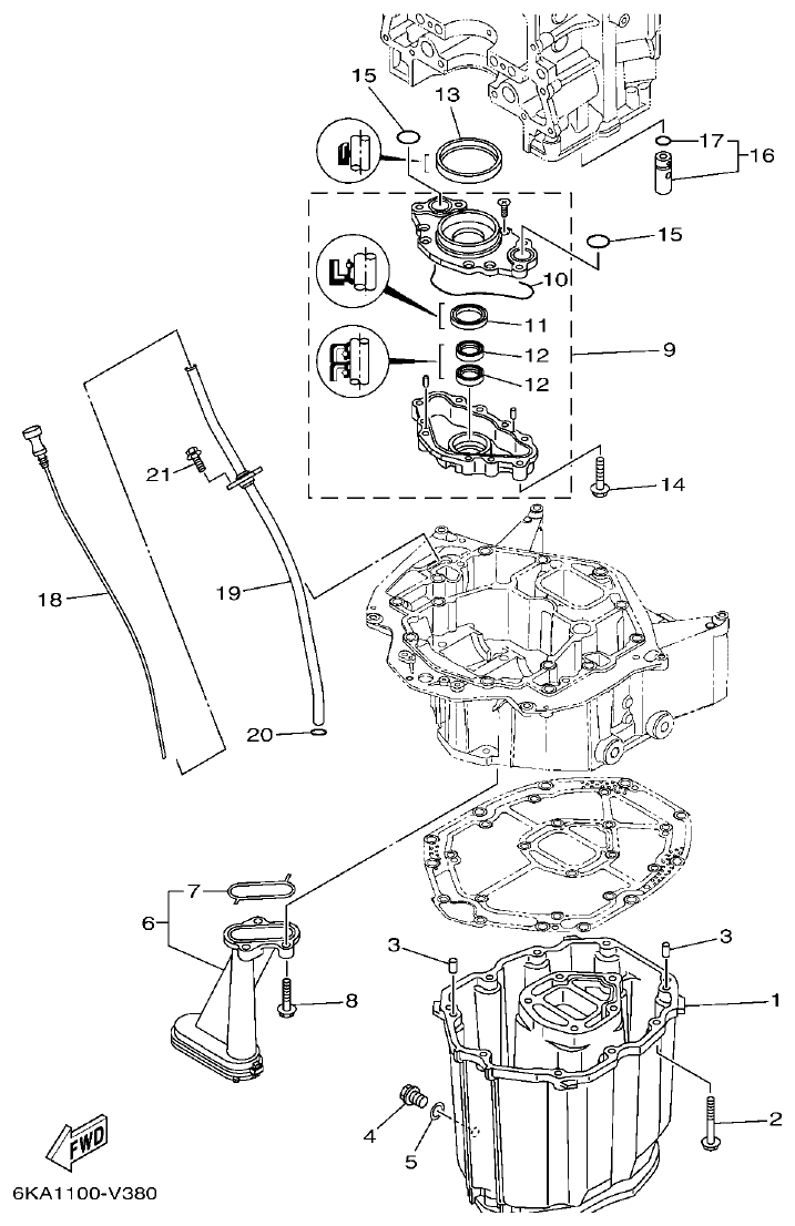 Yamaha F350BST, FL350BST OIL PAN parts diagram